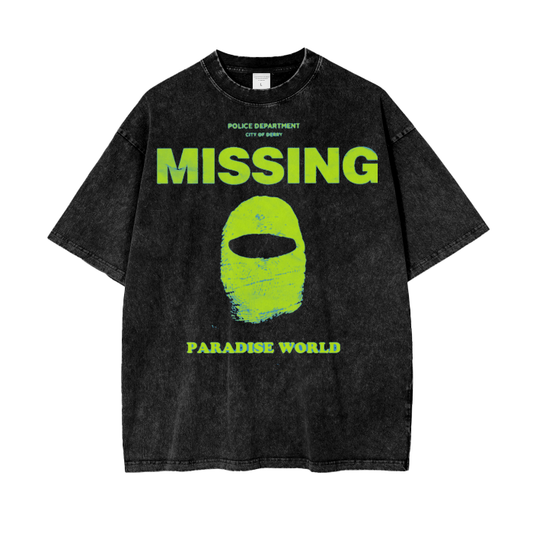 Lime Missing Paradise World Acid Wash Oversized T-Shirt