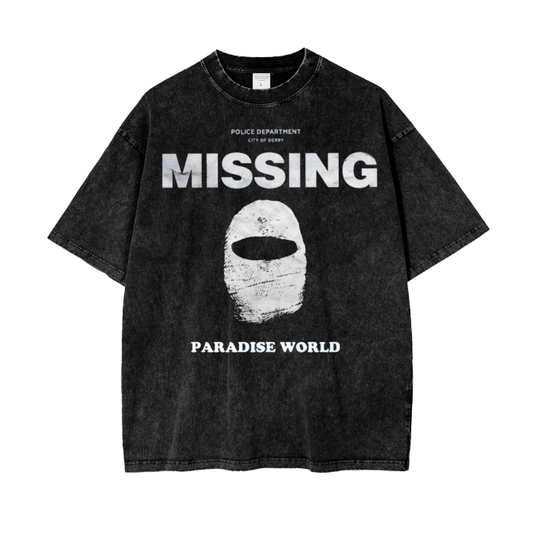 Paradise World Missing Acid Wash  Oversized T -Shirt