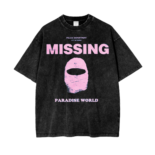 Pink Missing Paradise World Acid Wash Oversize T-Shirt